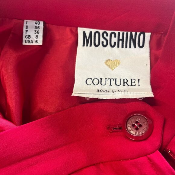 Moschino Red Skirt Ladies Size SMALL Made In Italy Chic Couture Designer - Picture 4 of 6